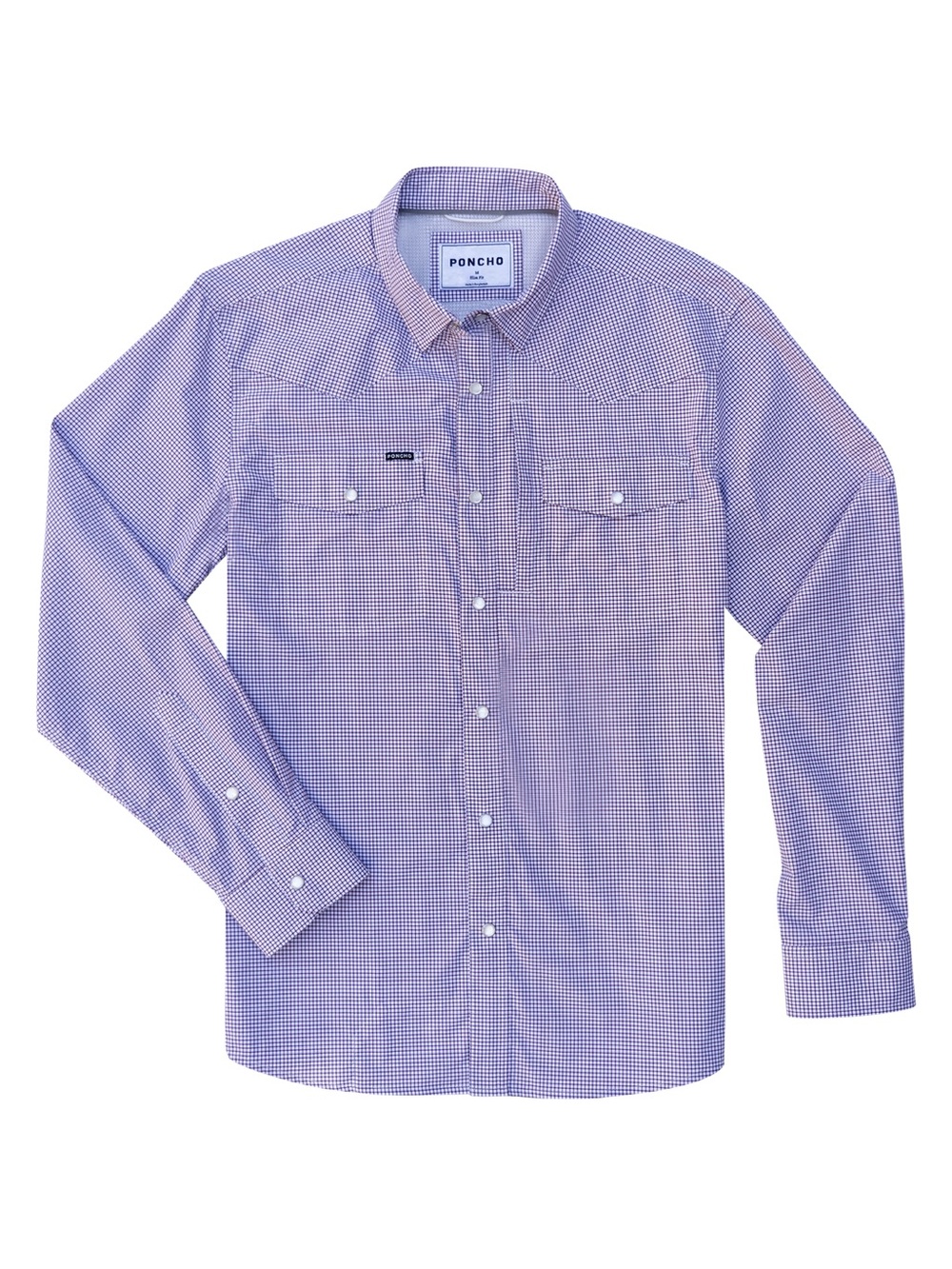 Poncho Men’s XXL Slim Fit Western Pearlsnap The Rogers Purple Gingham EUC